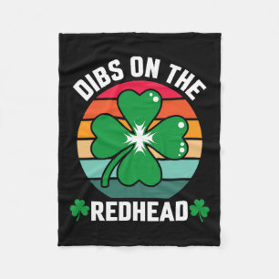 Funny Irish St Patricks Day Shamrock Dibs On The R Fleece Blanket