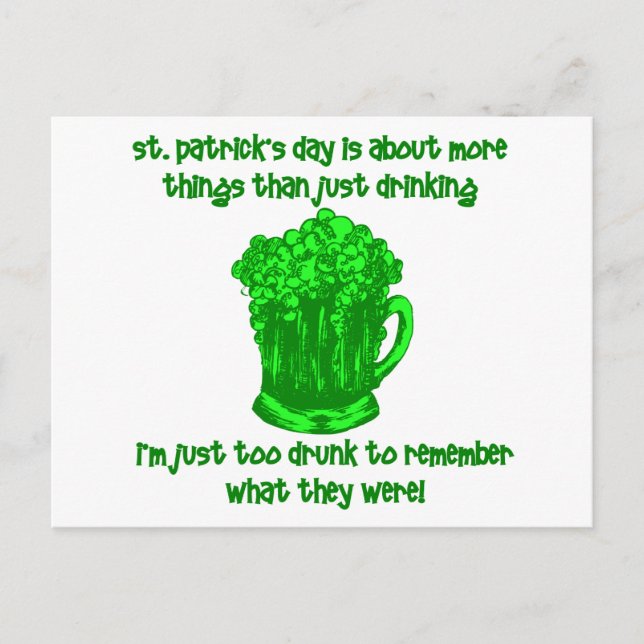 Funny Irish St Patricks Drinking Postcard (Front)