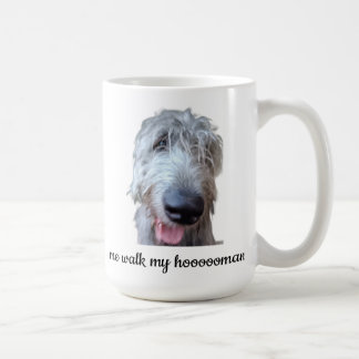 Funny Irish Wolfhound Mug – Me Walk My Hoooooman