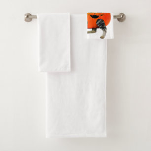 Funny Irish Wolfhound Skeleton Dog Walking Hallowe Bath Towel Set