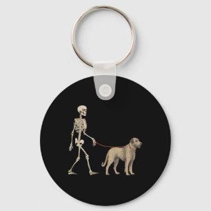 Funny Irish Wolfhound Skeleton Dog Walking Key Ring