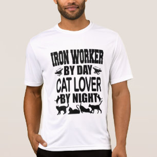 Funny Iron Worker by Day Cat Lover by Night T-Shirt