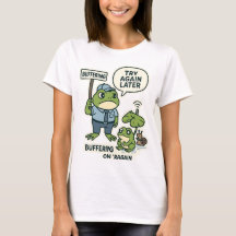 Funny IT Frog T-Shirt - "Buffering" Tech Support