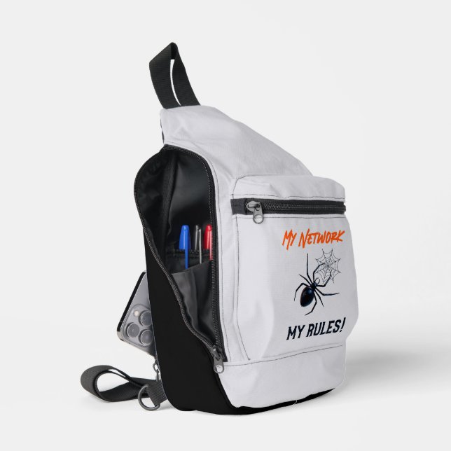Funny IT Network Admin Humour Gift Sling Bag (Open)