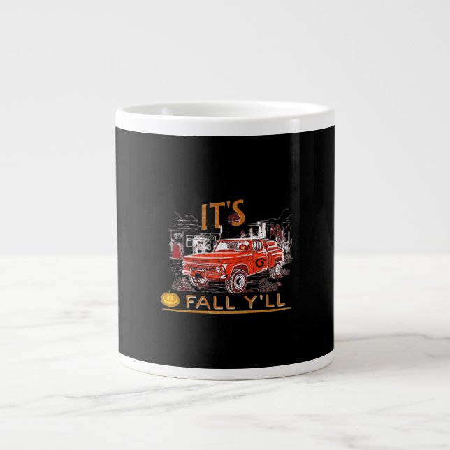 Funny It’s Fall Y’all Cute Gnomes Pumpkin Large Coffee Mug (Front)