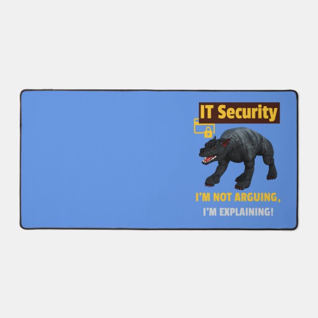 Funny IT Security Explaining Tech Humour Design Desk Mat (Front)