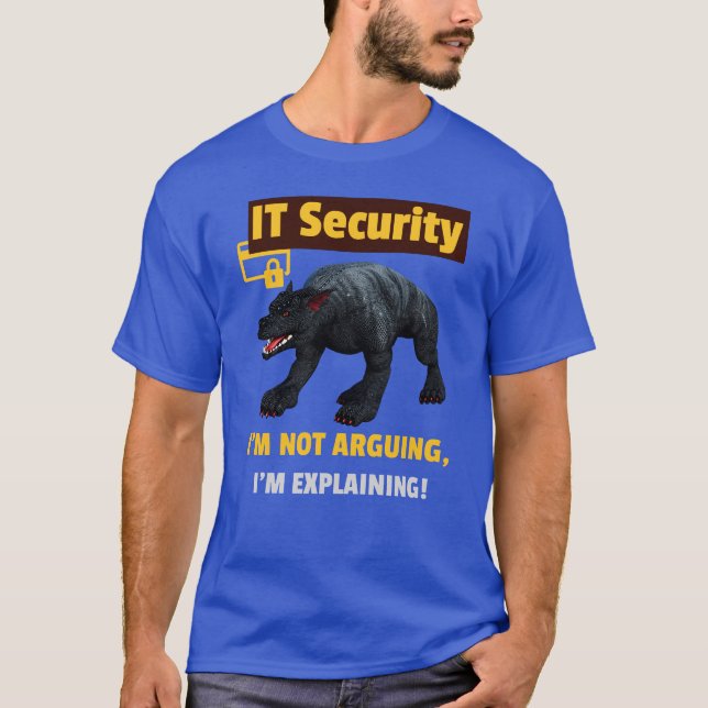 Funny IT Security Explaining Tech Humour Design T-Shirt (Front)