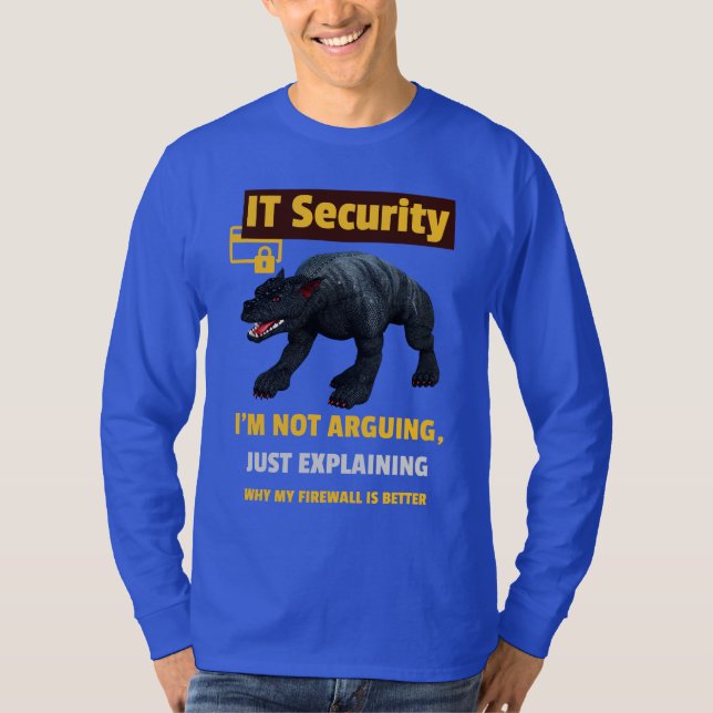 Funny IT Security Explaining Tech Humour Design T-Shirt (Front)