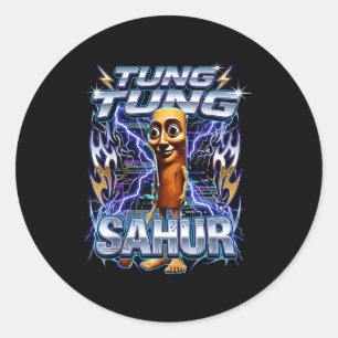 Funny Italian Brainrot Tung Tung Tung Sahur  Classic Round Sticker
