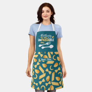 Funny Italian Chef Food Pun Cooking Pasta Pattern Apron
