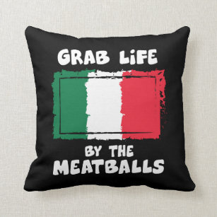 Funny Italian Gift Idea Meatball Italy Flag1 Cushion