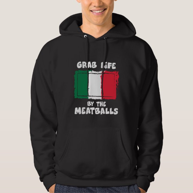 Funny Italian Gift Idea Meatball Italy Flag1 Hoodie (Front)