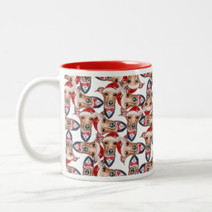 Funny Italian Greyhound Christmas Pattern Two-Tone Coffee Mug