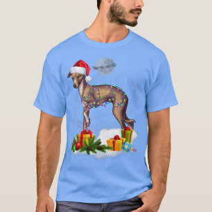 Funny Italian Greyhound Dog Christmas Lights Santa T-Shirt