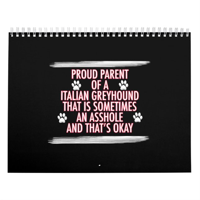 funny italian greyhound gifts  dog mom dad calendar (Cover)