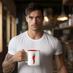 Funny Italian Red Horn Cornuto Stereotype Two-Tone Coffee Mug