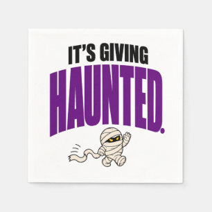 Funny It's Giving Haunted Retro Mummy Halloween Napkin