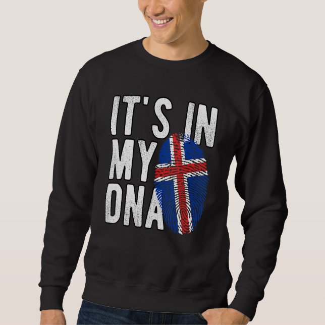Funny it's in my DNA Iceland flag Fingerprint Sweatshirt (Front)