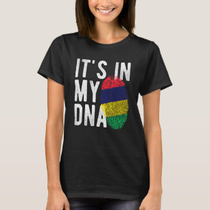 Funny it's in my DNA Mauritius flag Fingerprint T-Shirt