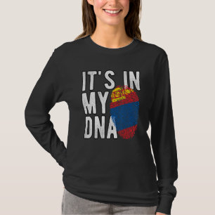 Funny it's in my DNA Mongolia flag Fingerprint T-Shirt