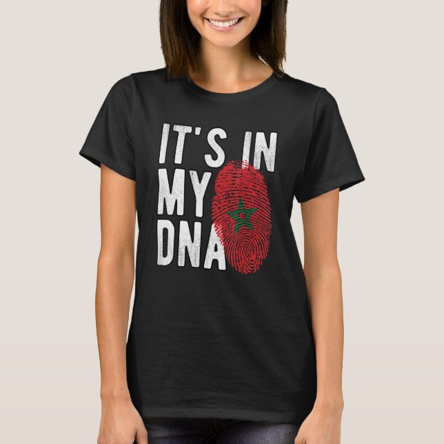Funny it's in my DNA Morocco flag Fingerprint T-Shirt (Front)