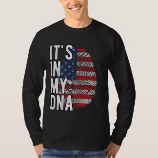 Funny it's in my DNA USA flag Fingerprint T-Shirt