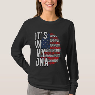 Funny it's in my DNA USA flag Fingerprint T-Shirt