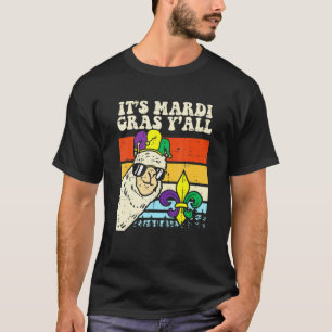 Funny Its Mardi Gras Yall Jester Llama Alpaca Men  T-Shirt