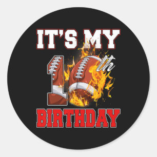 Funny It's My 10th Birthday 10 Years Old Football Classic Round Sticker