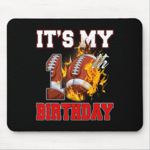 Funny It's My 10th Birthday 10 Years Old Football Mouse Pad