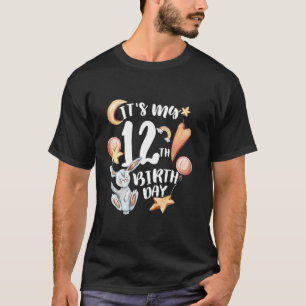 Funny Its My 12th Birthday Cute Rabbit 12 Year Old T-Shirt