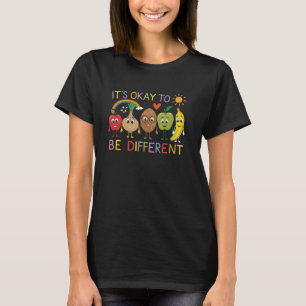 Funny It's Ok to Be Different Apple Teacher Autism T-Shirt