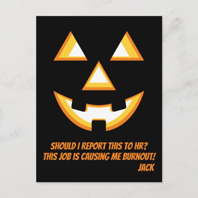 Funny Jack-O'-Lantern Burnout Postcard (Front)