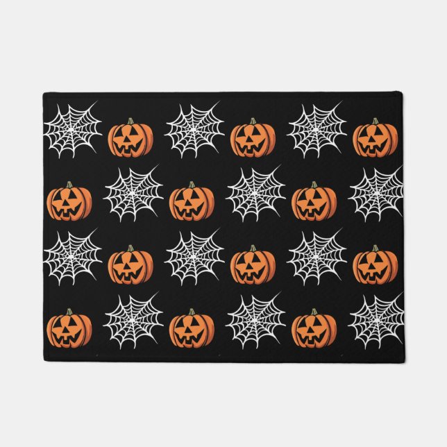 Funny Jack o lantern spidersweb Halloween Doormat (Front)