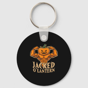 Funny Jacked Halloween Pumpkin Workout Motivation Key Ring