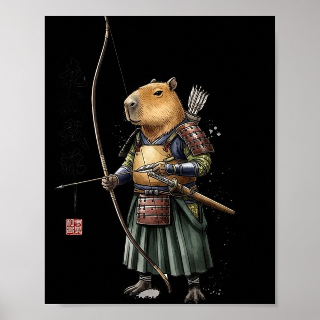 Funny Japanese Archer Capybara Kyudo Bow Poster (Front)