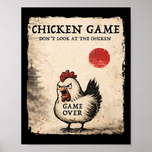 Funny Japanese Art Chicken Game Graphic Men Women Poster
