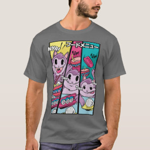 Funny Japanese Cat Eating Sushi and Ramen T-Shirt