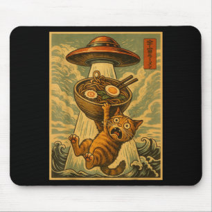 Funny Japanese Cat Ramen Ufo Anime Men Women Teens Mouse Pad
