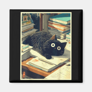 Funny japanese cat teacher student school last day magnet