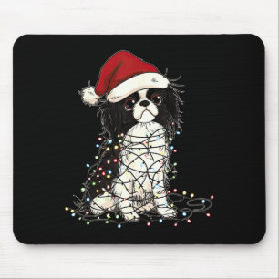 Funny Japanese Chin Christmas Graphics Dog Lights Mouse Pad