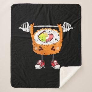 Funny Japanese Food Gym Weightlifting Gift T-Shirt Sherpa Blanket
