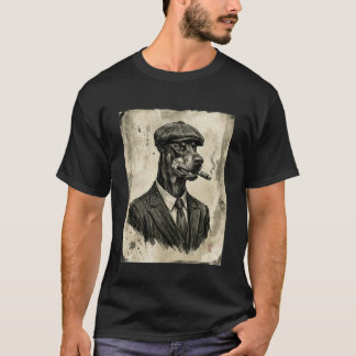 Funny Japanese Ink Style Gangster Doberman Dog in  T-Shirt