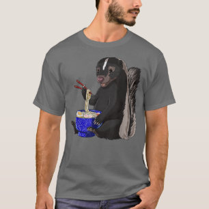 Funny Japanese Kawaii Ramen Noodles Skunk T-Shirt
