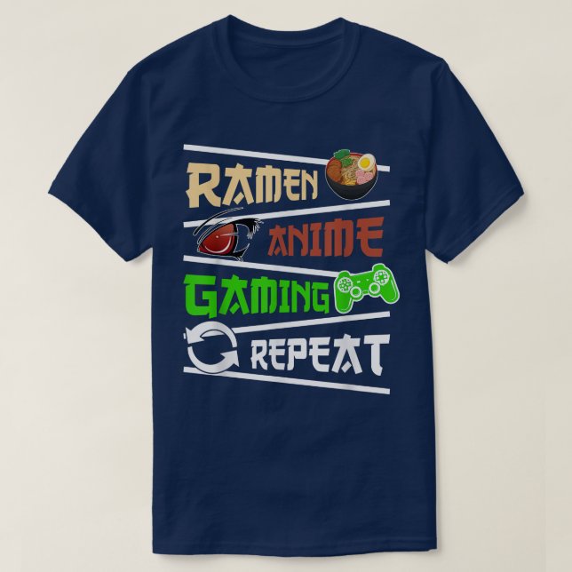 Funny Japanese Manga Anime Gaming Anime Ramen Game T-Shirt (Design Front)