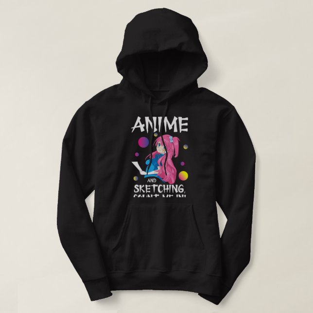 Funny Japanese Manga Otaku Just a Girl Anime Sketc Hoodie (Design Front)