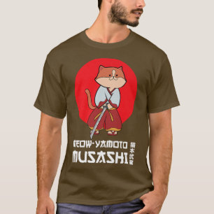Funny Japanese Samurai Cat Cute Kawaii Anime Cat   T-Shirt