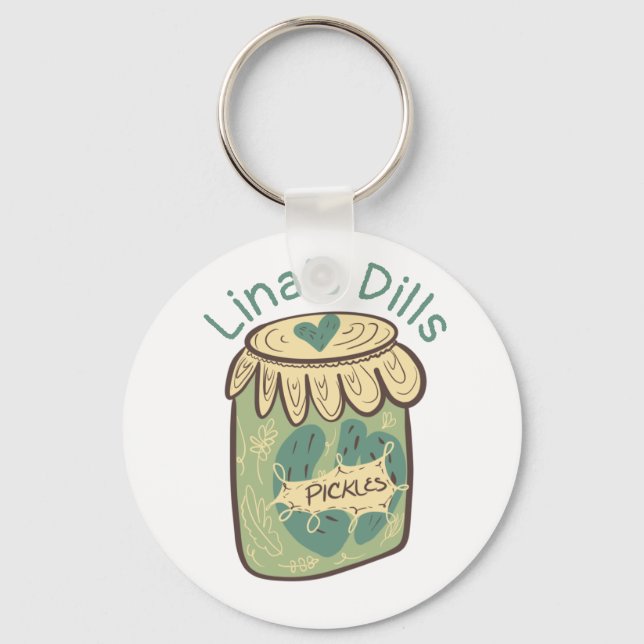 Funny Jar of Pickles Dill Green Food Lover  Key Ring (Front)