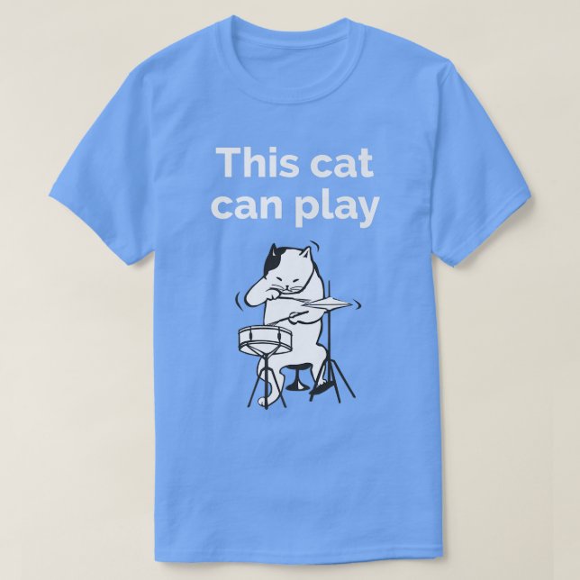 Funny Jazz Cat Drummer  T-Shirt (Design Front)