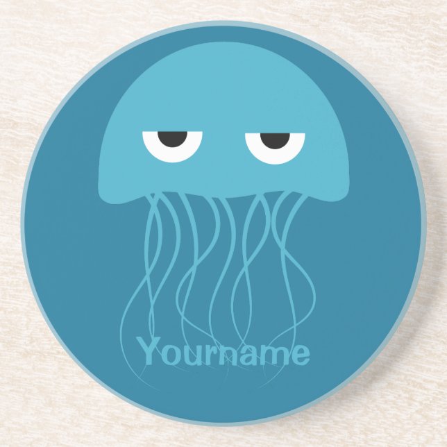Funny Jellyfish custom monogram coaster (Front)